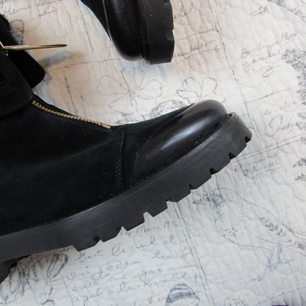 EUC $700 ITALY Burberry Quinsley Shearling Suede Lug waterproof Boots 36 6 - Picture 9 of 16